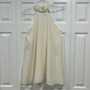 • NWOT Off-White/Natural Halter Dress with Studs